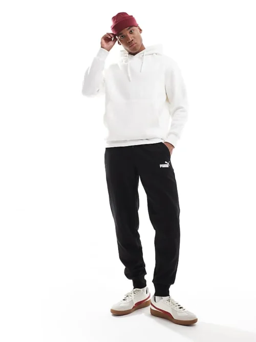 Puma Essentials Logo Fleece Joggers In Black For Men Puma Black