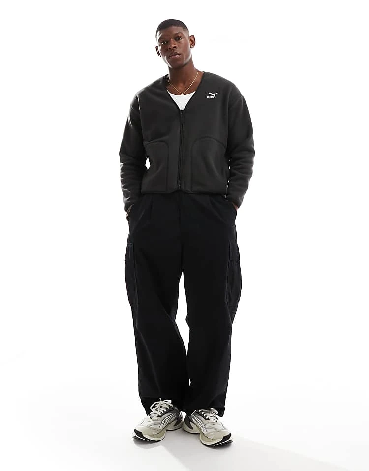 Puma Classics Fleece Cardigan In Black For Men 3 Puma Classics Fleece Cardigan In Black For Men - Image 3