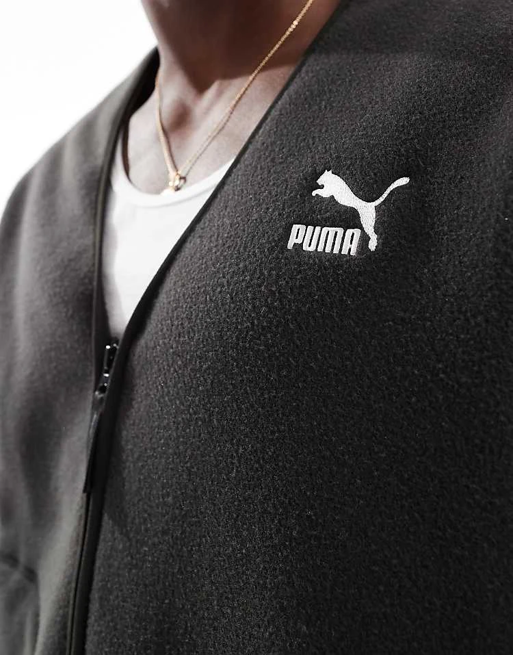 Puma Classics Fleece Cardigan In Black For Men 4 Puma Classics Fleece Cardigan In Black For Men - Image 4