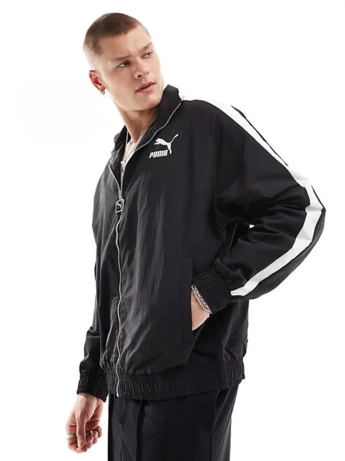 Puma T7 Oversized Track Jacket In Black For Men