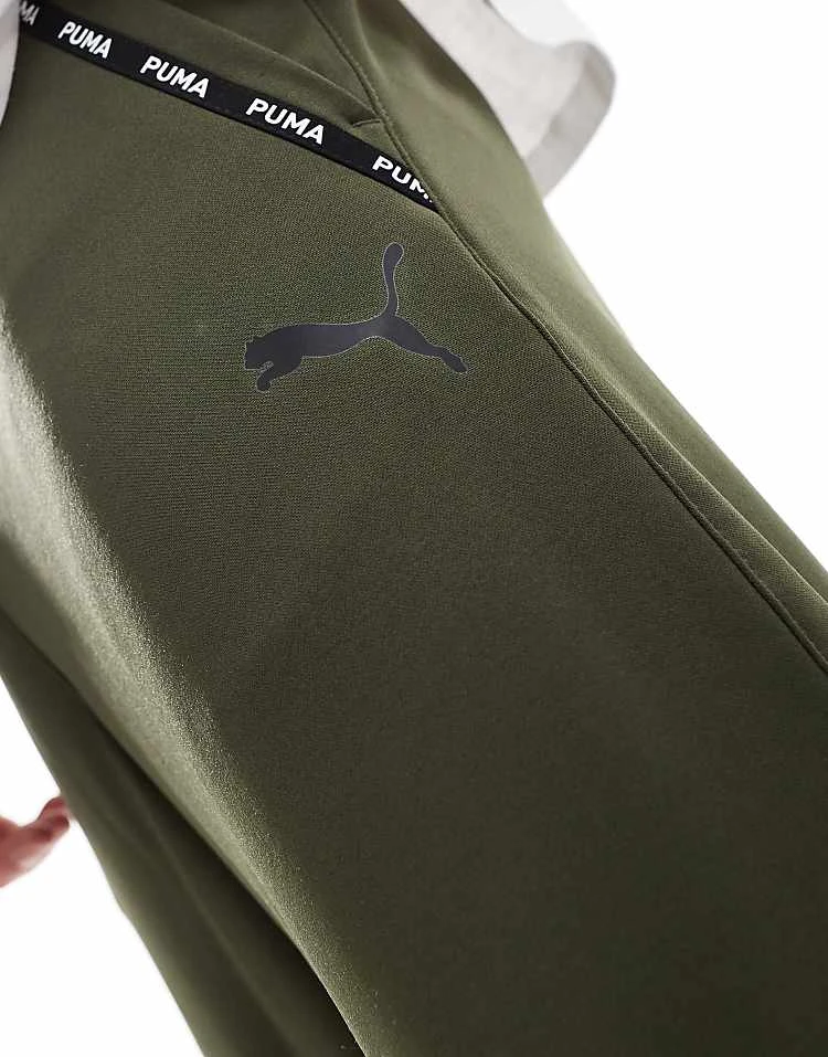 Puma Taped PWRFleece Lite Joggers In Olive For Men Khaki 4 Puma Taped PWRFleece Lite Joggers In Olive For Men Khaki - Image 4