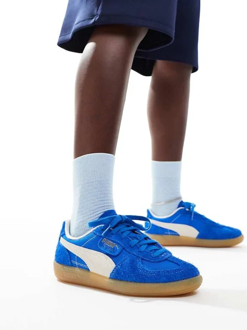 Puma Palermo Vintage Trainers In Blue For Unisex Mid Blue