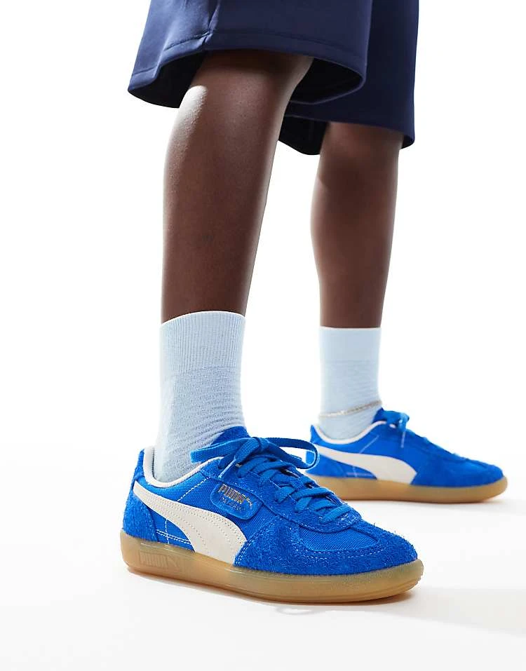 Puma Palermo Vintage Trainers In Blue For Unisex Mid Blue 1 Puma Palermo Vintage Trainers In Blue For Unisex Mid Blue