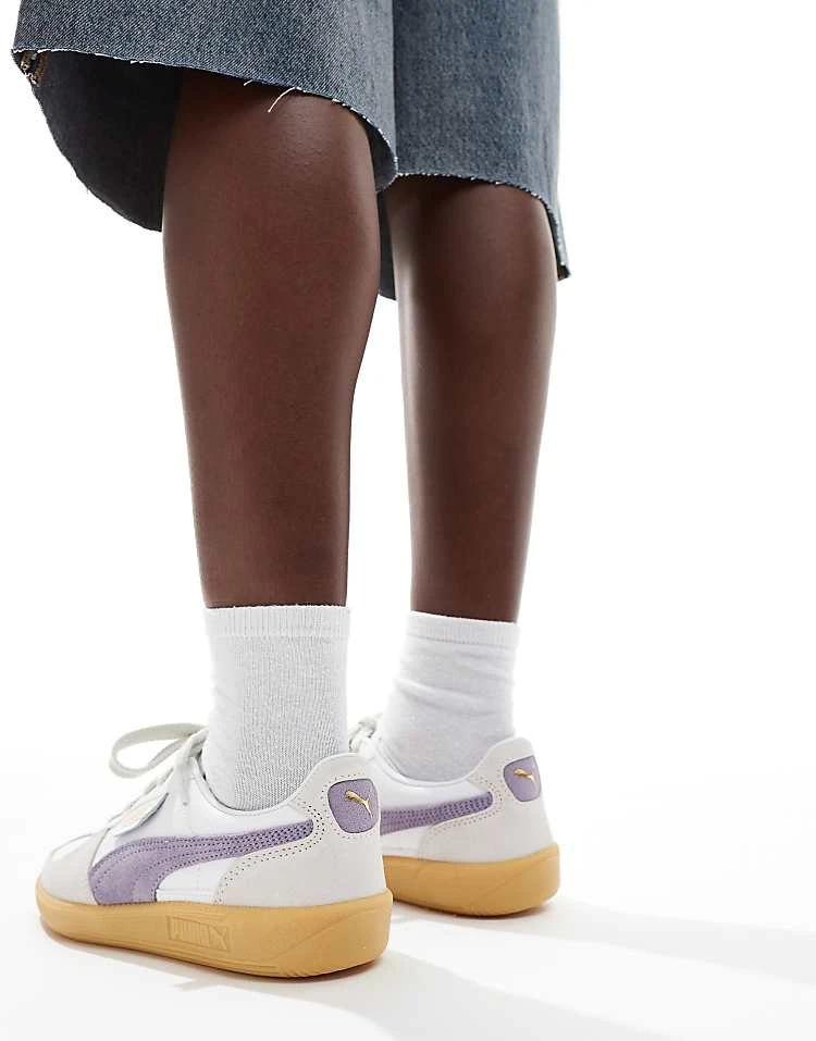 Puma Palermo Leather Trainers In White And Purple For Unisex 3 Puma Palermo Leather Trainers In White And Purple For Unisex - Image 3