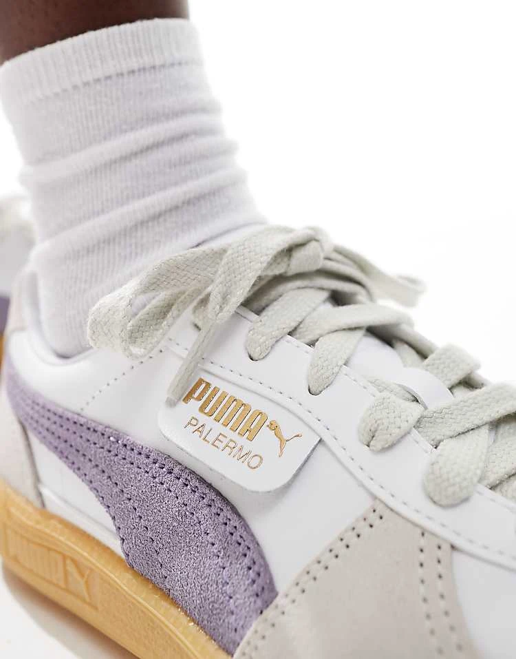 Puma Palermo Leather Trainers In White And Purple For Unisex 4 Puma Palermo Leather Trainers In White And Purple For Unisex - Image 4