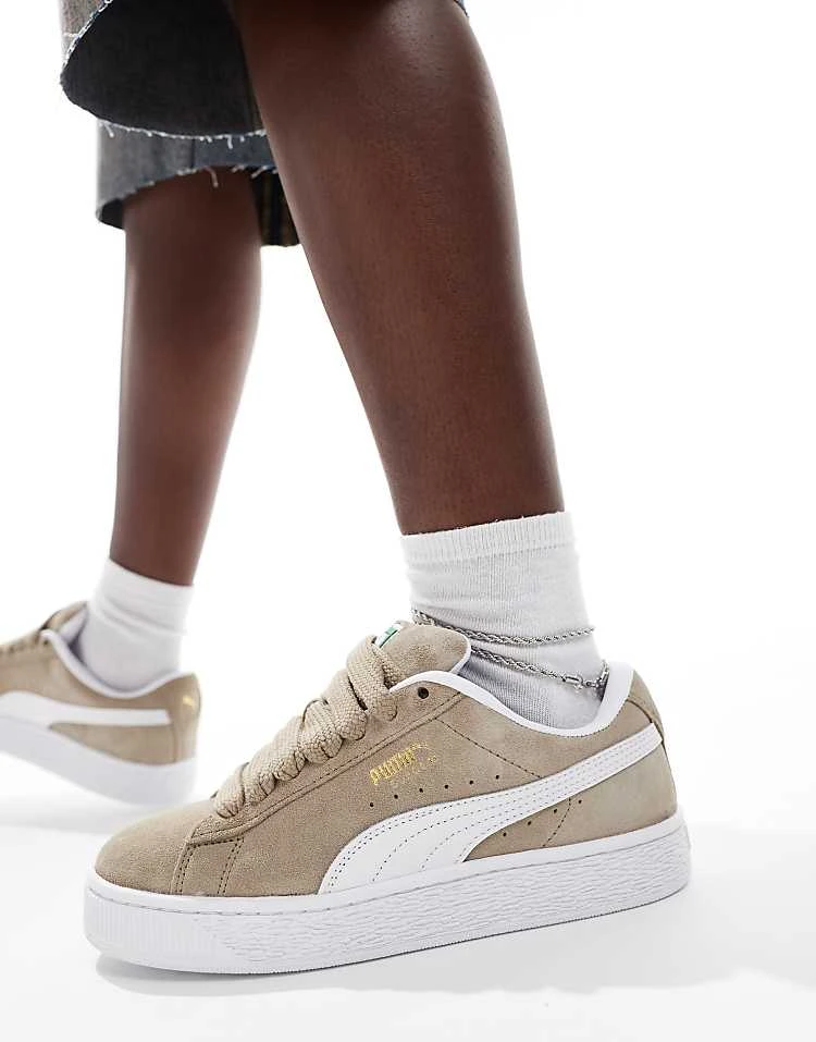 Puma Suede XL Trainers In Oak And White For Unisex 6 Puma Suede XL Trainers In Oak And White For Unisex - Image 6