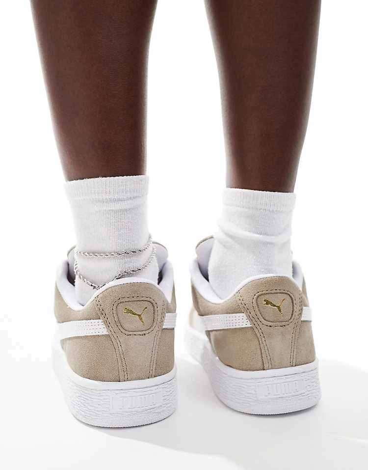 Puma Suede XL Trainers In Oak And White For Unisex 3 Puma Suede XL Trainers In Oak And White For Unisex - Image 3