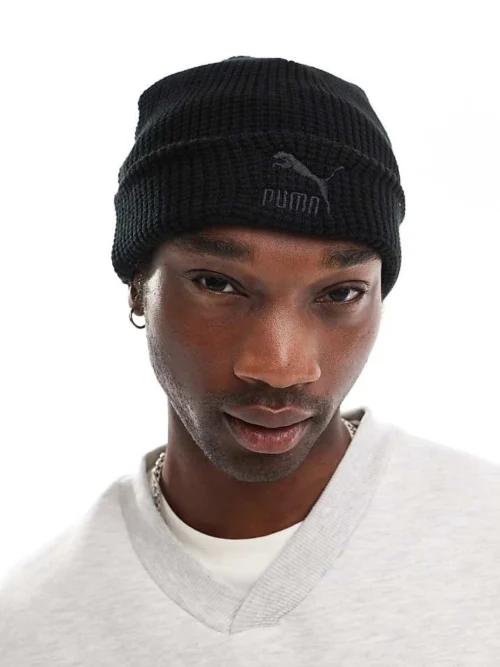 Puma Classics Mid Fit Beanie In Black For Unisex