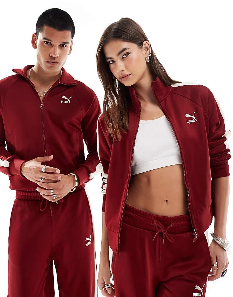 Puma Iconic T7 Track Jacket In Burgundy For Unisex Red 1 Puma Iconic T7 Track Jacket In Burgundy For Unisex Red
