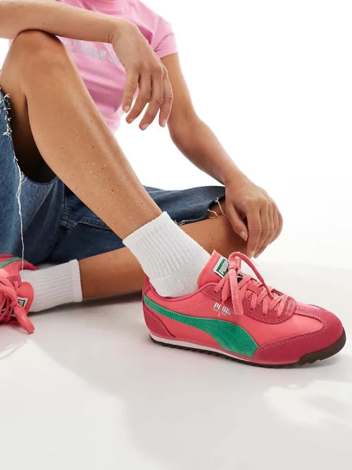 Puma Arizona Nylon Trainers In Pink And Green For Unisex