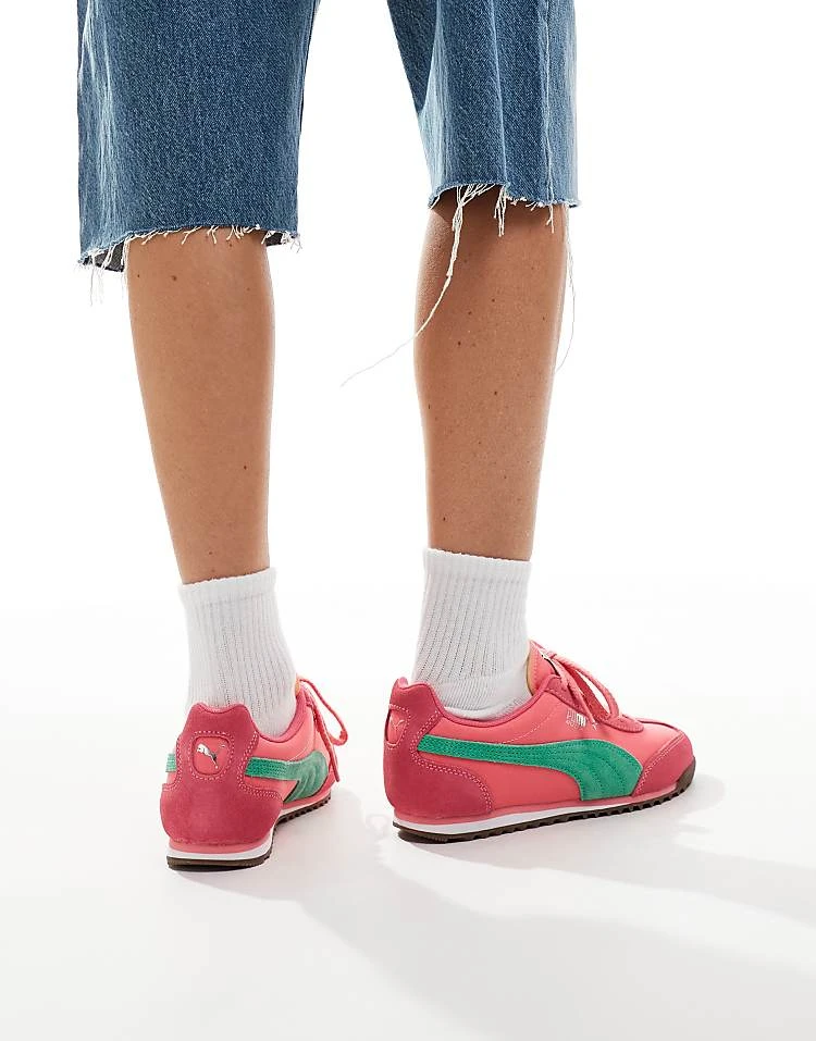 Puma Arizona Nylon Trainers In Pink And Green For Unisex 2 Puma Arizona Nylon Trainers In Pink And Green For Unisex - Image 2