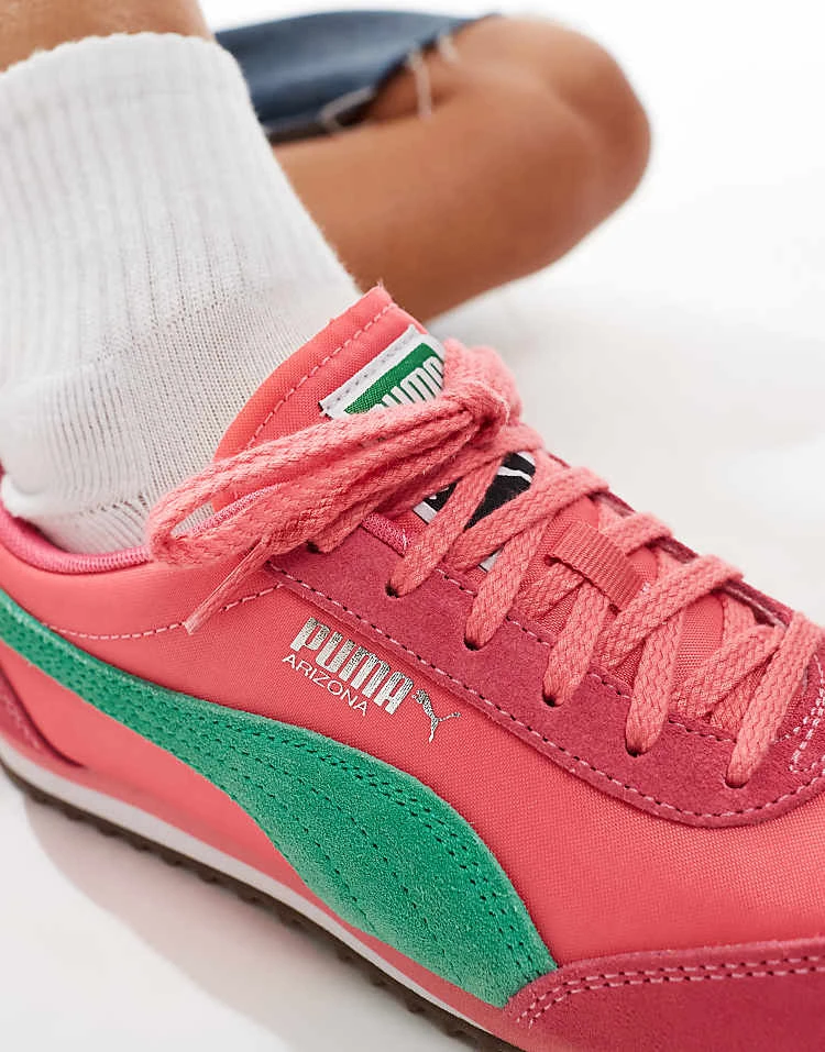 Puma Arizona Nylon Trainers In Pink And Green For Unisex 4 Puma Arizona Nylon Trainers In Pink And Green For Unisex - Image 4