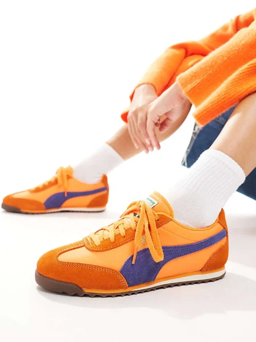 Puma Arizona Nylon Trainers In Orange And Blue For Unisex