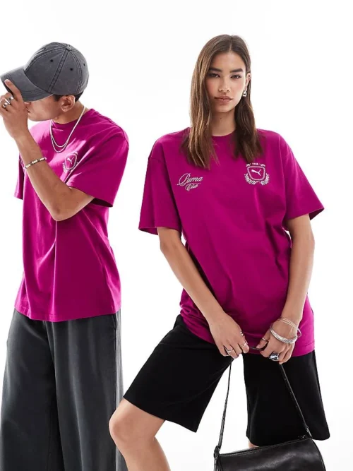 Puma Terrace Chest Logo T-shirt In Purple For Unisex