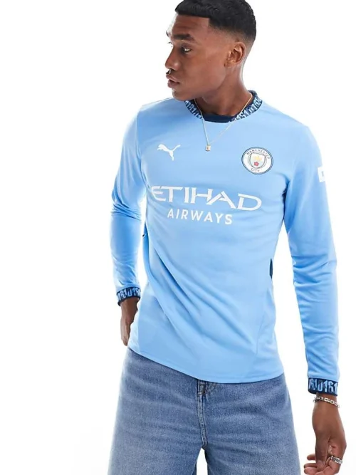 Puma MCFC Football Jersey In Blue For Men Team Light Blue-marine Blue