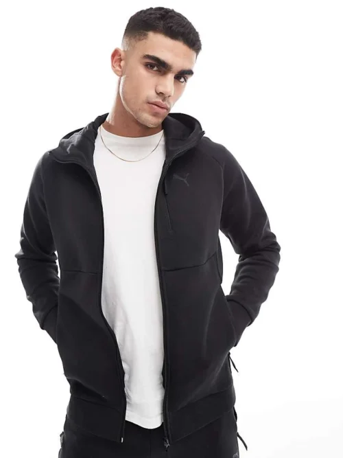 Puma Pumatech Full-zip Hoodie In Puma Black For Men