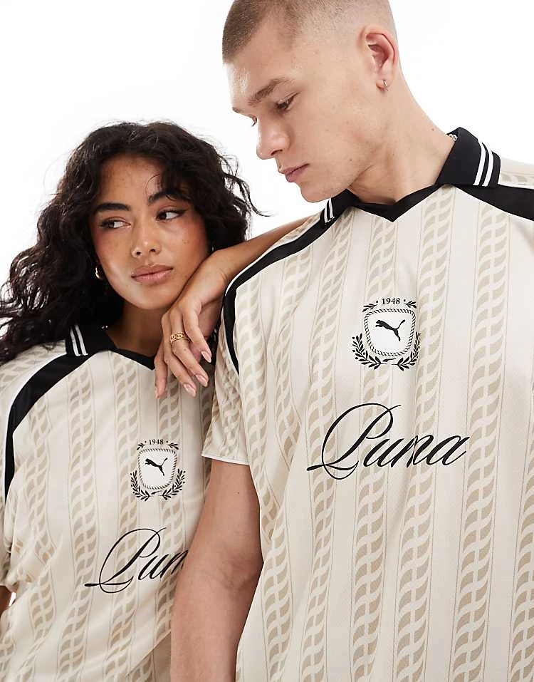 Puma Archive Print Football Jersey In White & Black - Exclusive To ASOS For Unisex Ivory 2 Puma Archive Print Football Jersey In White & Black - Exclusive To ASOS For Unisex Ivory - Image 2