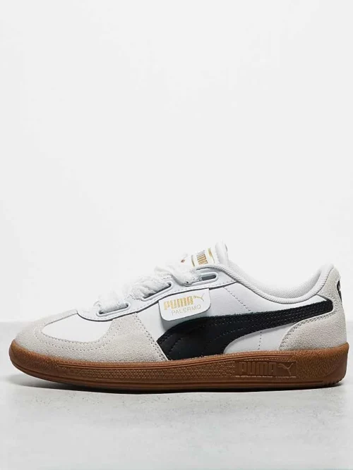 Puma Palermo Trainers With Ribbon Laces In White For Unisex
