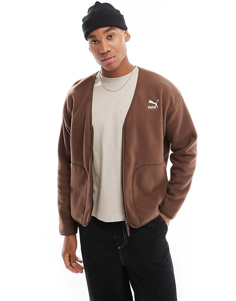 Puma Classics Relaxed Cardigan In Espresso Brown For Men 1 Puma Classics Relaxed Cardigan In Espresso Brown For Men