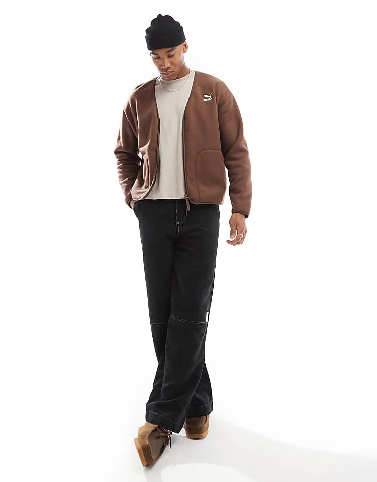 Puma Classics Relaxed Cardigan In Espresso Brown For Men 2 Puma Classics Relaxed Cardigan In Espresso Brown For Men - Image 2