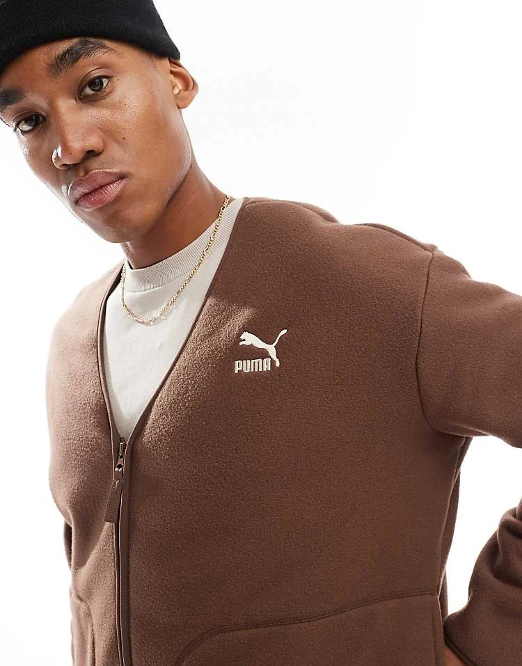 Puma Classics Relaxed Cardigan In Espresso Brown For Men 3 Puma Classics Relaxed Cardigan In Espresso Brown For Men - Image 3