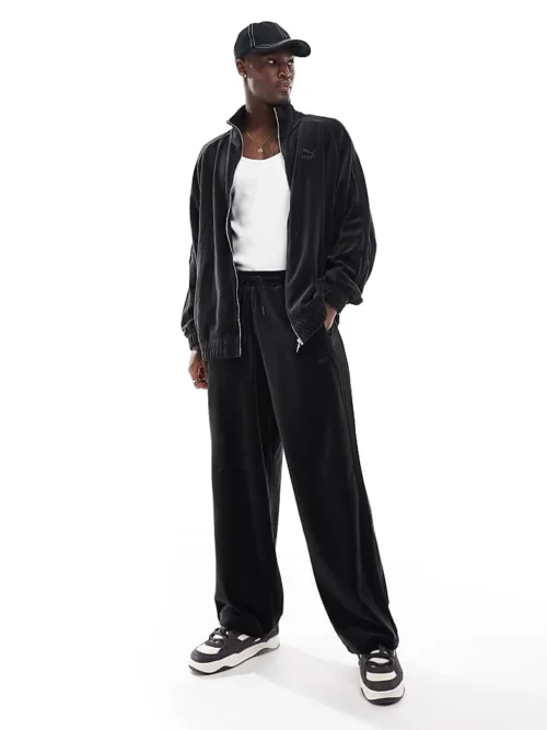 Puma T7 Oversized Track Pants In Puma Black For Unisex