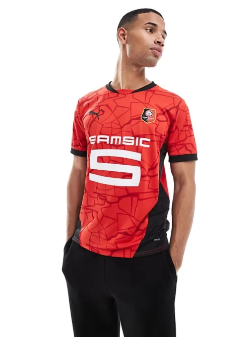 Puma Stade Rennais F.c. 24/25 Home Jersey In Puma Red-puma Black For Men