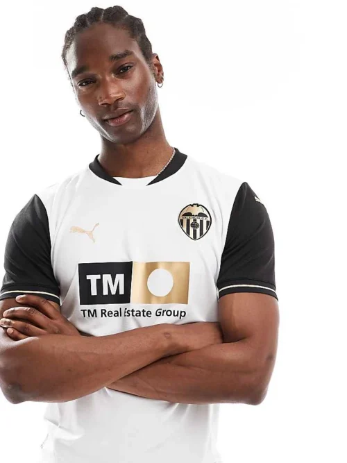 Puma Valencia Cf 24/25 Home Jersey In Puma White-puma Black For Men