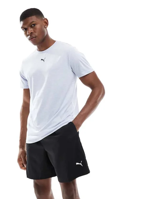 Puma Essentials T-shirt In Light Blue Marl For Men Grey