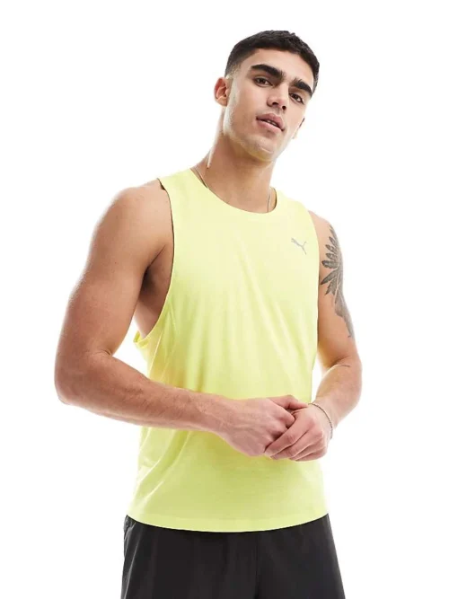 Puma Run Velocity Tank Top In Lime For Men Yellow