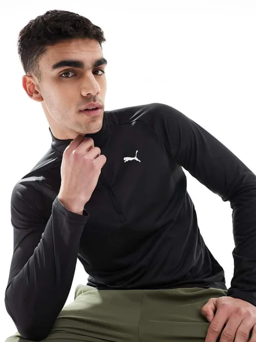 Puma Tech 1/4 Zip Top In Black For Men Puma Black