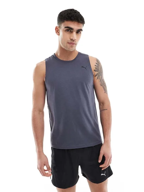 Puma Tech Tank Top In Charcoal Grey For Men