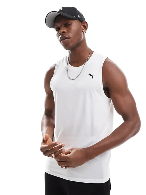 Puma Tech Tank Top In Charcoal White For Men