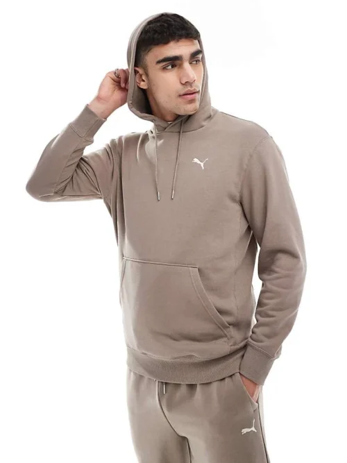 Puma Wardrobe Ess Hoodie In Totally Taupe For Men