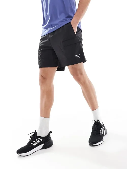 Dylan Sport Shop 67 Puma Wardrobe Ess Relaxed 6" Cargo Shorts In Puma Black For Men