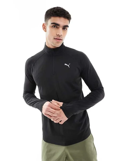 Puma Velocity Cloudspun Running Quarter-zip Top In Puma Black For Men