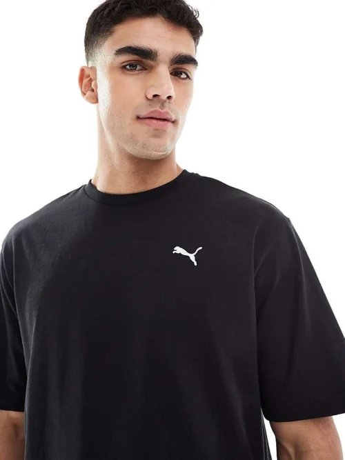 Puma Wardrobe Ess Boxy T-shirt In Puma Black For Men