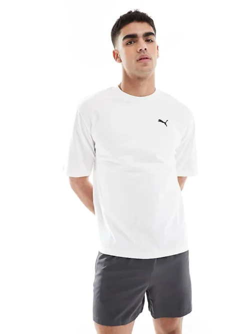 Puma Wardrobe Essentials Boxy T-shirt In White For Men Puma White