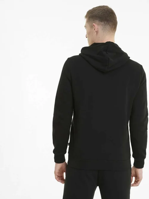 Puma Essentials Full-zip Logo Hoodie In Puma Black For Men