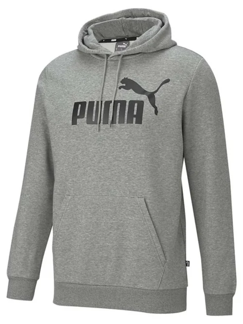 Puma Essentials Big Logo Hoodie In Medium Gray Heather For Men