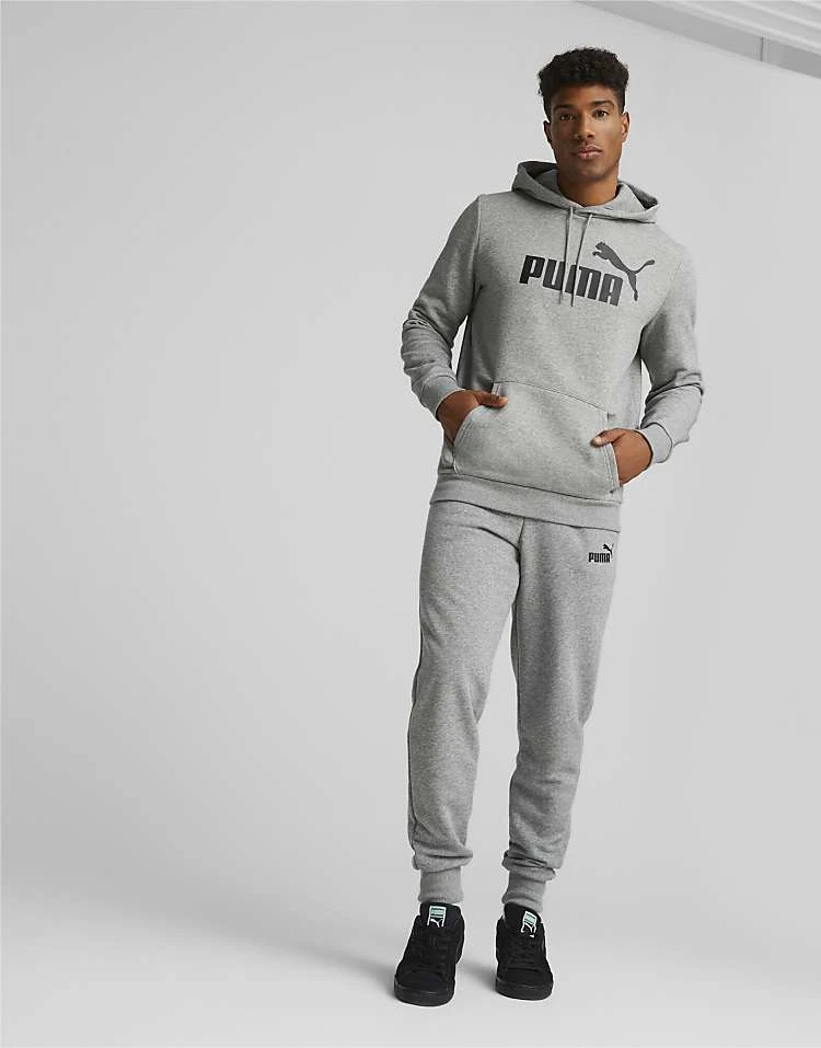 Puma Essentials Big Logo Hoodie In Medium Gray Heather For Men 4 Puma Essentials Big Logo Hoodie In Medium Gray Heather For Men - Image 4