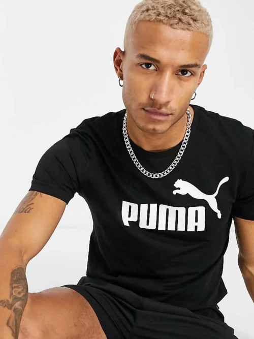 Puma Essentials Large Logo T-shirt In Black For Men
