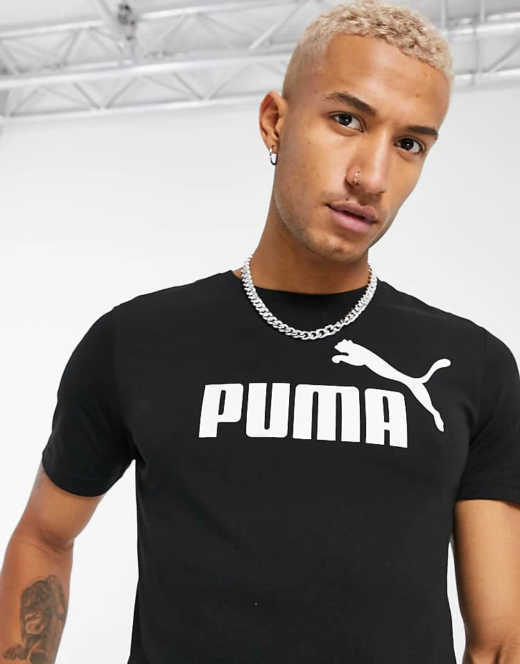Puma Essentials Large Logo T-shirt In Black For Men 3 Puma Essentials Large Logo T-shirt In Black For Men - Image 3