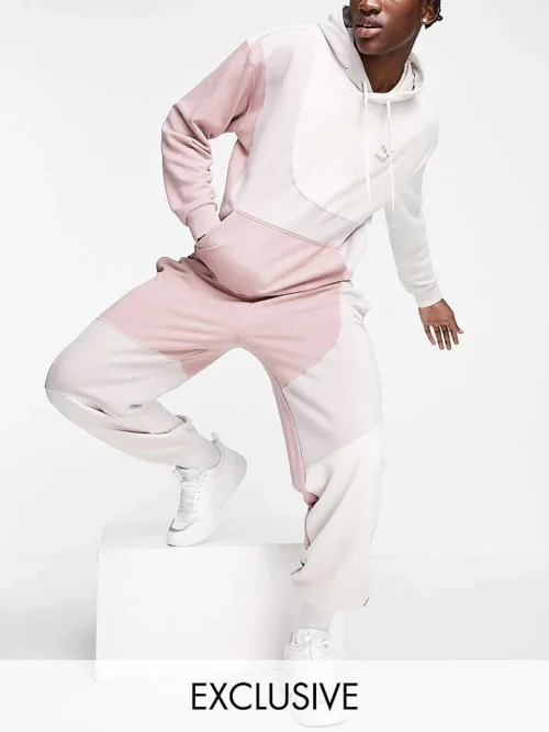 Puma Convey Joggers In Pink Colorblock Exclusive To ASOS For Men Cloud Gray